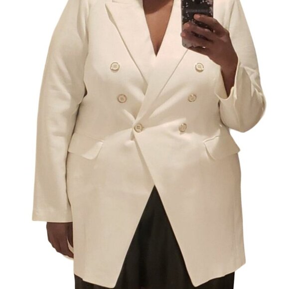 Lane Bryant Longline Double Breasted White Blazer Jacket Sz 20 NWT - Picture 2 of 9